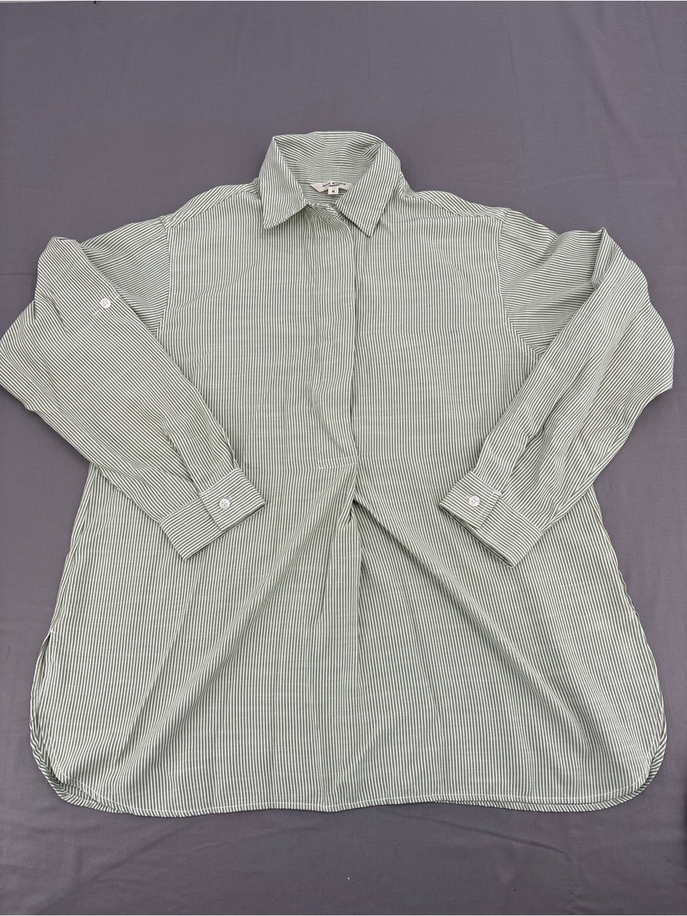 Max Studio Women's Striped Button-Front Blouse - Light Green & White